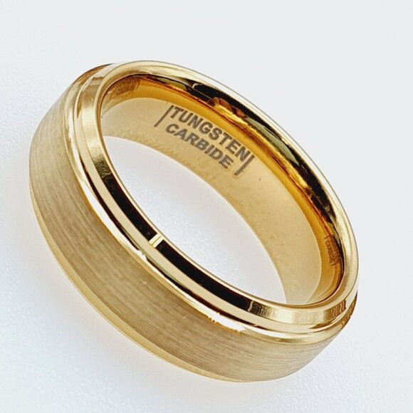 "Yellow Gold Tungsten Brushed Finish Wedding Ring for Women, GALTUN720 - Picture 11 of 11